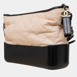 Chanel Quilted Large Gabrielle Hobo Bag - '10s Beige Leather