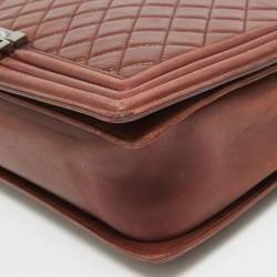 Chanel Burgundy Quilted Leather Large Boy Bag