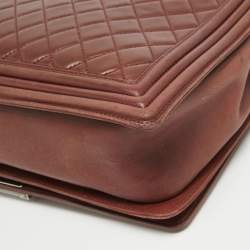 Chanel Burgundy Quilted Leather Large Boy Bag