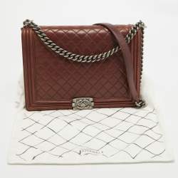 Chanel Burgundy Quilted Leather Large Boy Bag