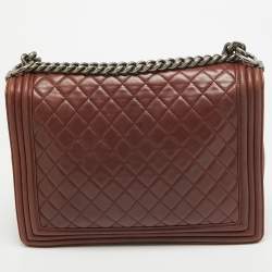 Chanel Burgundy Quilted Leather Large Boy Bag