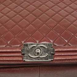 Chanel Burgundy Quilted Leather Large Boy Bag