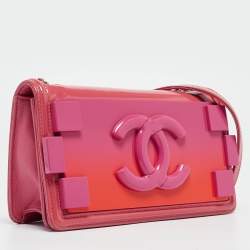 Pre Owned Chanel Pink/Orange Plexiglass and Patent Leather Small Boy Brick Flap Bag