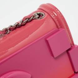 Pre Owned Chanel Pink/Orange Plexiglass and Patent Leather Small Boy Brick Flap Bag