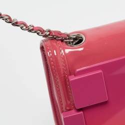 Pre Owned Chanel Pink/Orange Plexiglass and Patent Leather Small Boy Brick Flap Bag