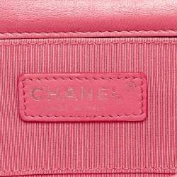 Pre Owned Chanel Pink/Orange Plexiglass and Patent Leather Small Boy Brick Flap Bag