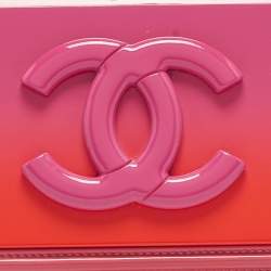 Pre Owned Chanel Pink/Orange Plexiglass and Patent Leather Small Boy Brick Flap Bag
