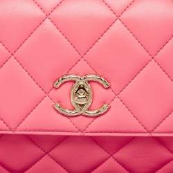 Pre Owned Chanel Pink Quilted Leather Small Trendy CC Top Handle Bag