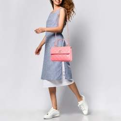 Pre Owned Chanel Pink Quilted Leather Small Trendy CC Top Handle Bag