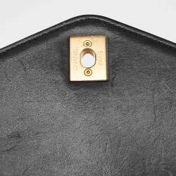 Pre Owned Chanel Black Quilted Leather Flap Gold Top Handle Bag