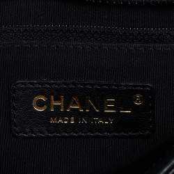 Pre Owned Chanel Black Quilted Leather Flap Gold Top Handle Bag