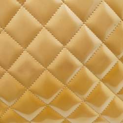 Pre Owned Chanel Gold Quilted Patent Leather Maxi Classic Single Flap Bag