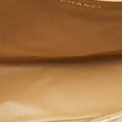 Pre Owned Chanel Gold Quilted Patent Leather Maxi Classic Single Flap Bag