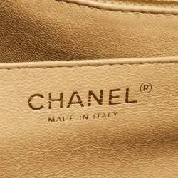Pre Owned Chanel Gold Quilted Patent Leather Maxi Classic Single Flap Bag