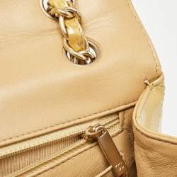 Pre Owned Chanel Gold Quilted Patent Leather Maxi Classic Single Flap Bag