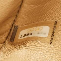 Pre Owned Chanel Gold Quilted Patent Leather Maxi Classic Single Flap Bag