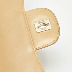 Pre Owned Chanel Gold Quilted Patent Leather Maxi Classic Single Flap Bag