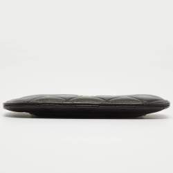 Chanel Black/Burgundy Quilted Leather CC Curved Card Holder 
