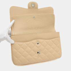 Chanel Beige Caviar Leather Jumbo Classic Double Flap Bag