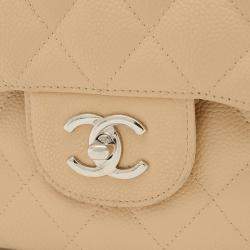 Chanel Beige Caviar Leather Jumbo Classic Double Flap Bag