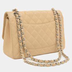 Chanel Beige Caviar Leather Jumbo Classic Double Flap Bag