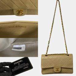 Chanel Beige Leather Classic Medium Double Flap Bag