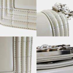 Chanel White Leather Large Reverso Boy Bag