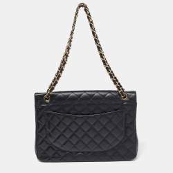 Chanel Black Quilted Caviar Leather Maxi Classic Double Flap Bag