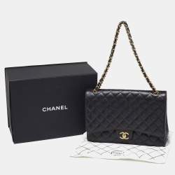 Chanel Black Quilted Caviar Leather Maxi Classic Double Flap Bag