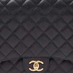 Chanel Black Quilted Caviar Leather Maxi Classic Double Flap Bag