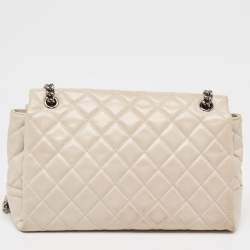 Pre Owned Chanel Light Grey Quilted Leather Lady Pearly Flap Bag