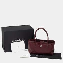 Pre Owned Chanel Red Leather Small Cerf Shopper Tote