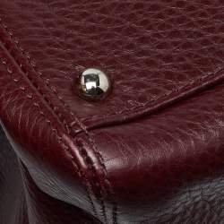 Pre Owned Chanel Red Leather Small Cerf Shopper Tote