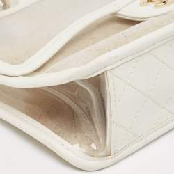 Pre Owned Chanel White PVC and Leather Sand By The Sea Flap With Pearl Strap Bag 
