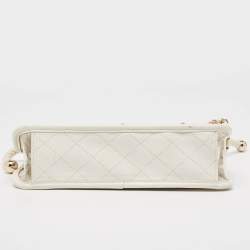 Pre Owned Chanel White PVC and Leather Sand By The Sea Flap With Pearl Strap Bag 