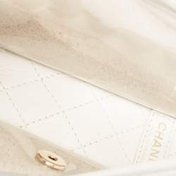 Pre Owned Chanel White PVC and Leather Sand By The Sea Flap With Pearl Strap Bag 