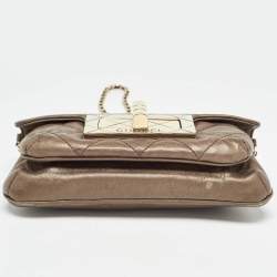 Chanel Olive Green Quilted Leather Reissue Lock Chain Clutch