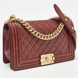 Chanel Red Quilted Leather Medium Boy Flap Bag