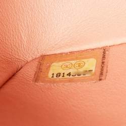 Pre Owned Chanel Peach Python Jumbo Classic Double Flap Bag