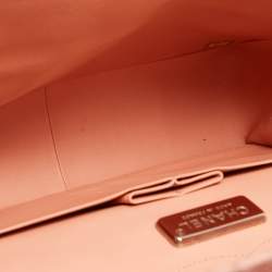 Pre Owned Chanel Peach Python Jumbo Classic Double Flap Bag
