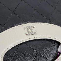 Pre Owned Chanel Black/White Vintage Leather 31 Flap Clutch Bag