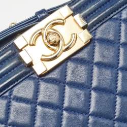 Chanel Blue Quilted Leather Medium Boy Flap Bag