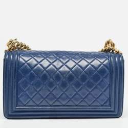 Chanel Blue Quilted Leather Medium Boy Flap Bag