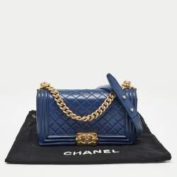 Chanel Blue Quilted Leather Medium Boy Flap Bag