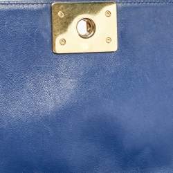 Chanel Blue Quilted Leather Medium Boy Flap Bag