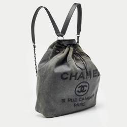 Chanel Dark Grey Denim Sequins Deauville Backpack