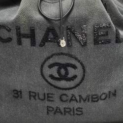 Chanel Dark Grey Denim Sequins Deauville Backpack
