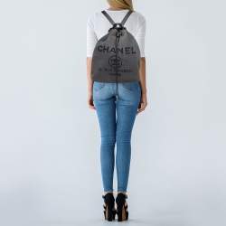 Chanel Dark Grey Denim Sequins Deauville Backpack