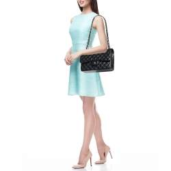Pre Owned Chanel Black Caviar Quilted Leather Jumbo Classic Double Flap Bag