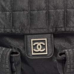 Pre Owned Chanel Black Cube Quilted Nylon Sports Ligne Messenger Bag